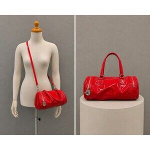Nine West Red Patent Leather Double Handle Shoulder Handbag Purse